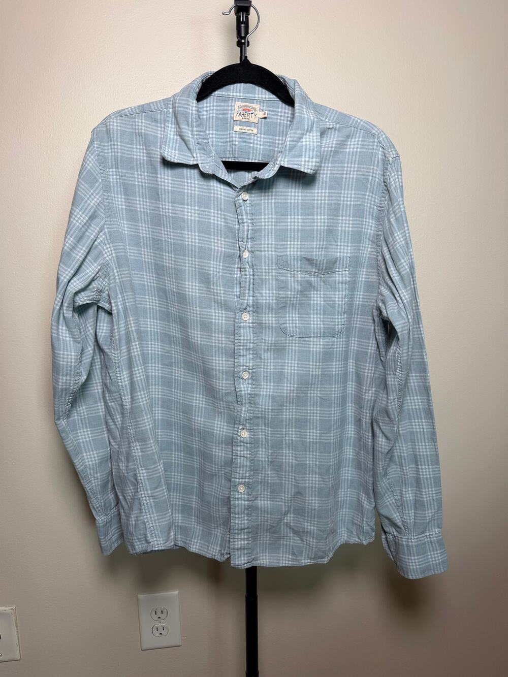 Faherty Long Sleeve Organic Cotton Flannel Size Large